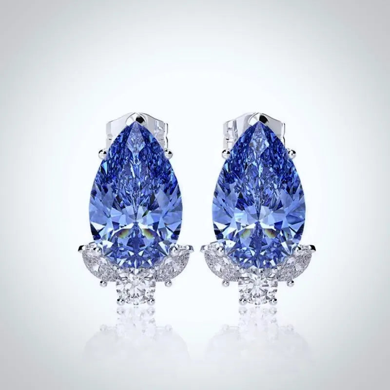 Wedding Jewelry | Minimalist CZ Bridal Stud Earrings - Blue, Pink & Aqua