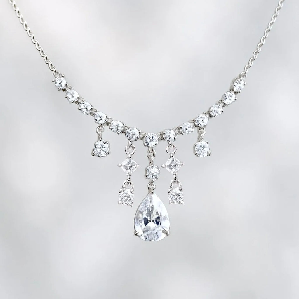 Wedding Jewelry - Minimalist Cubic Zirconia Bridal Necklace 'Dream'