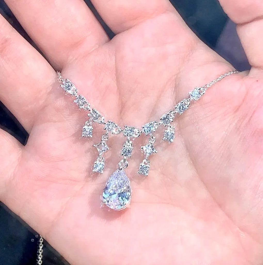 Wedding Jewelry - Minimalist Cubic Zirconia Bridal Necklace 'Dream'