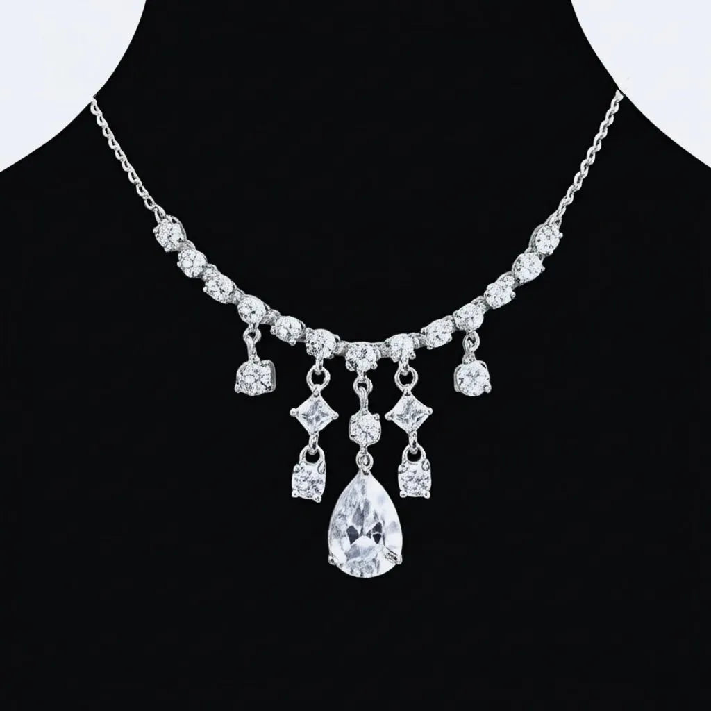 Wedding Jewelry - Minimalist Cubic Zirconia Bridal Necklace 'Dream'