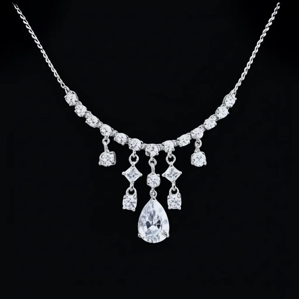 Wedding Jewelry - Minimalist Cubic Zirconia Bridal Necklace 'Dream'