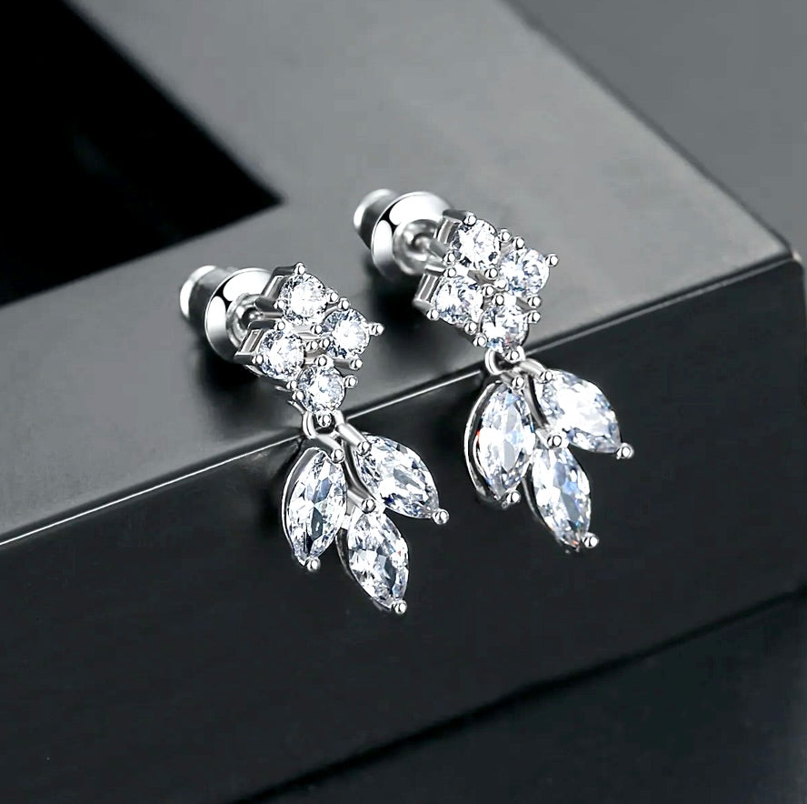Wedding Jewelry - Minimalist Cubic Zirconia Bridal Earrings