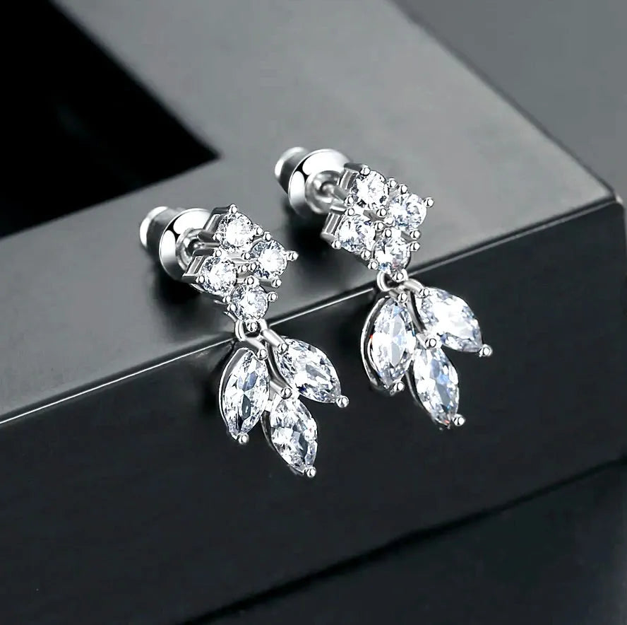 Wedding Jewelry - Minimalist Cubic Zirconia Bridal Earrings