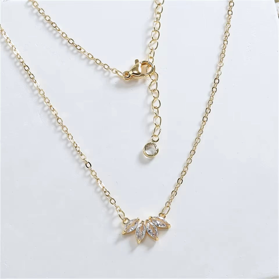 Wedding Jewelry - Minimalist Cubic Zirconia Bridal Necklace - Available in Gold and Silver