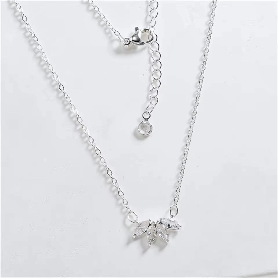 Wedding Jewelry - Minimalist Cubic Zirconia Bridal Necklace - Available in Gold and Silver
