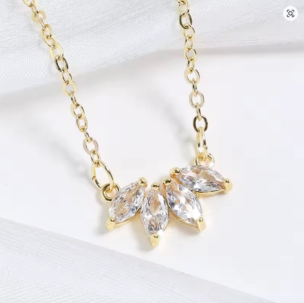 Wedding Jewelry - Minimalist Cubic Zirconia Bridal Necklace - Available in Gold and Silver