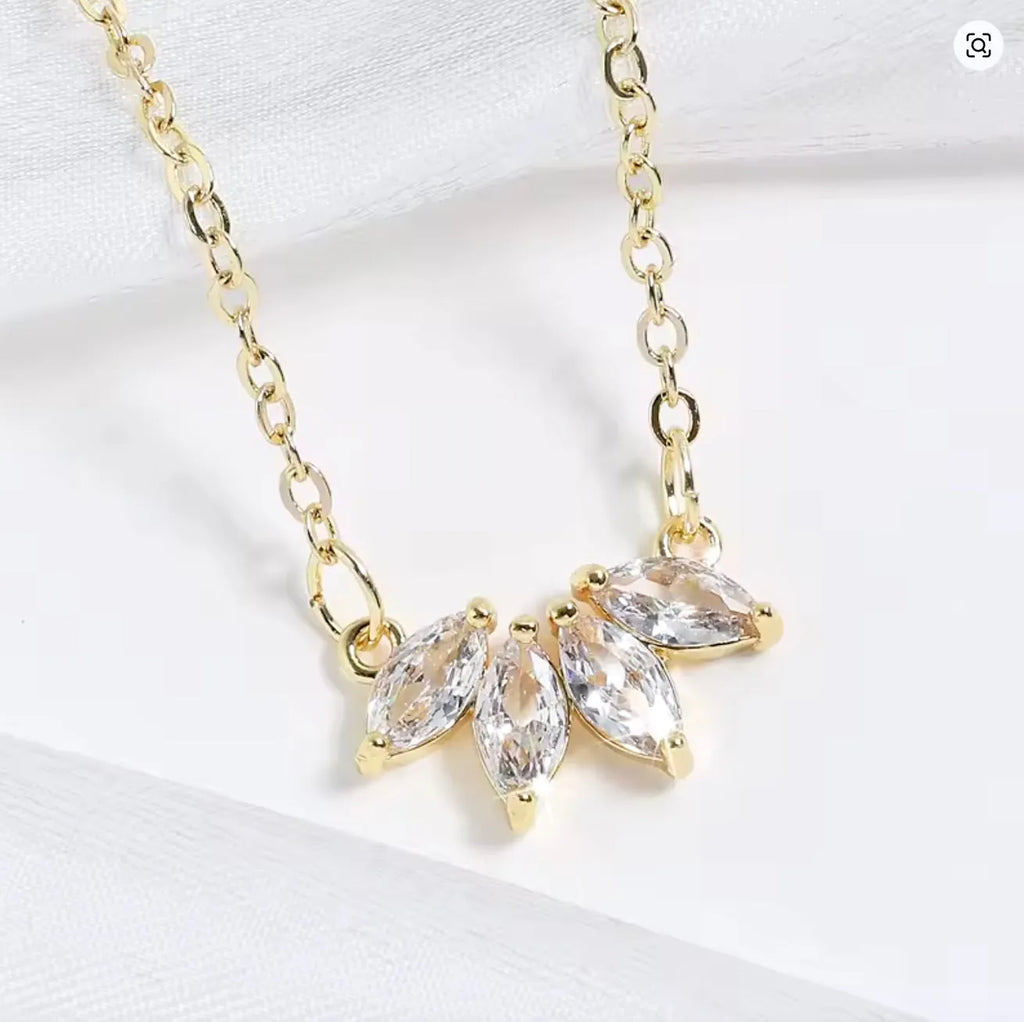 Wedding Jewelry - Minimalist Cubic Zirconia Bridal Necklace - Available in Gold and Silver