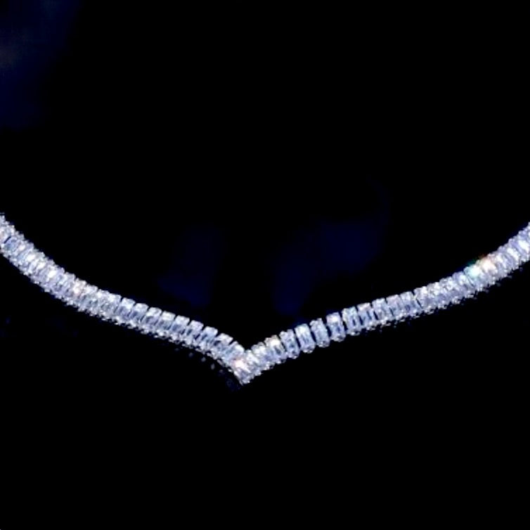 Wedding Jewelry - Modern Cubic Zirconia Bridal Necklace - Available in Silver and Gold