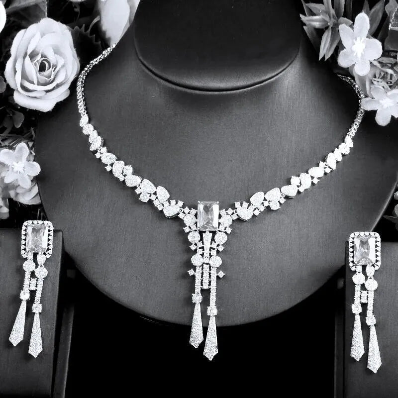 Wedding Jewelry - Luxury Silver Cubic Zirconia Bridal Jewelry Set