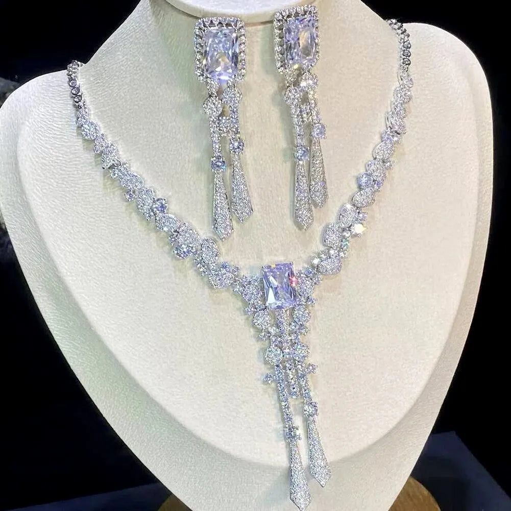 Wedding Jewelry - Luxury Silver Cubic Zirconia Bridal Jewelry Set