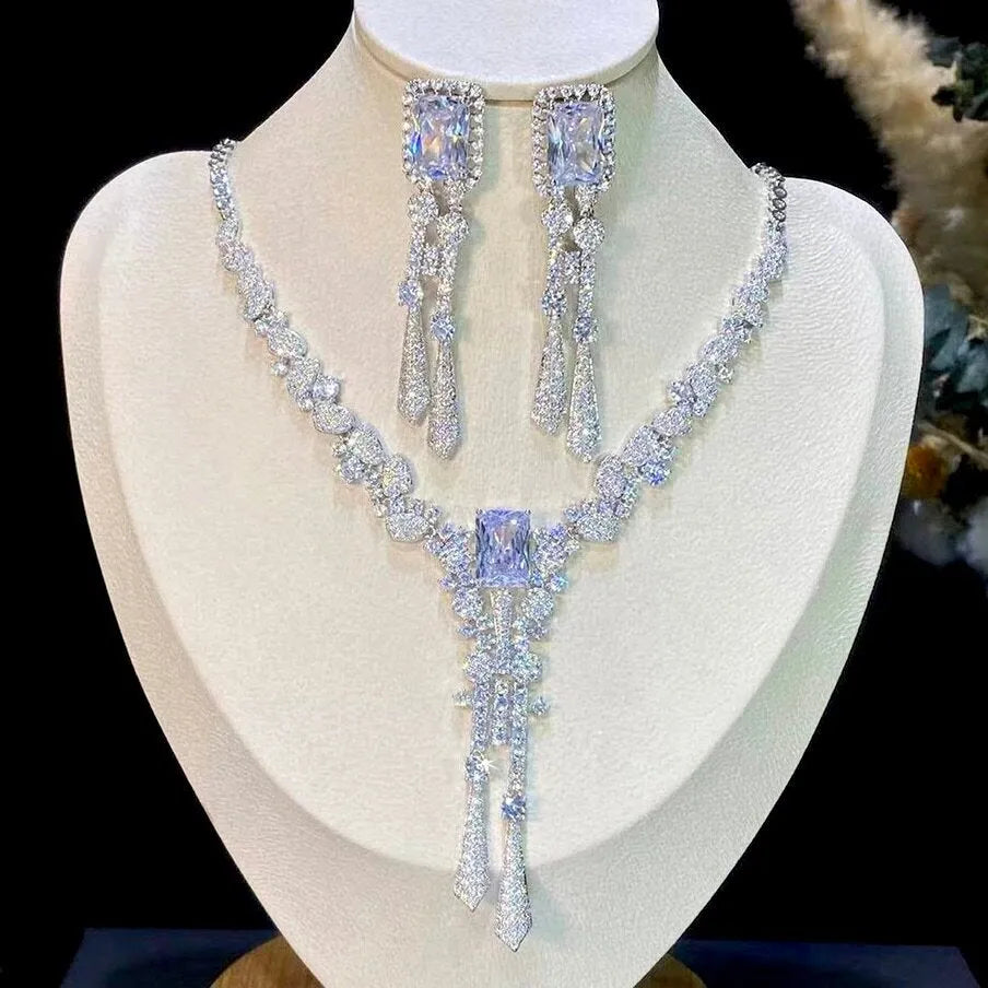 Wedding Jewelry - Luxury Silver Cubic Zirconia Bridal Jewelry Set
