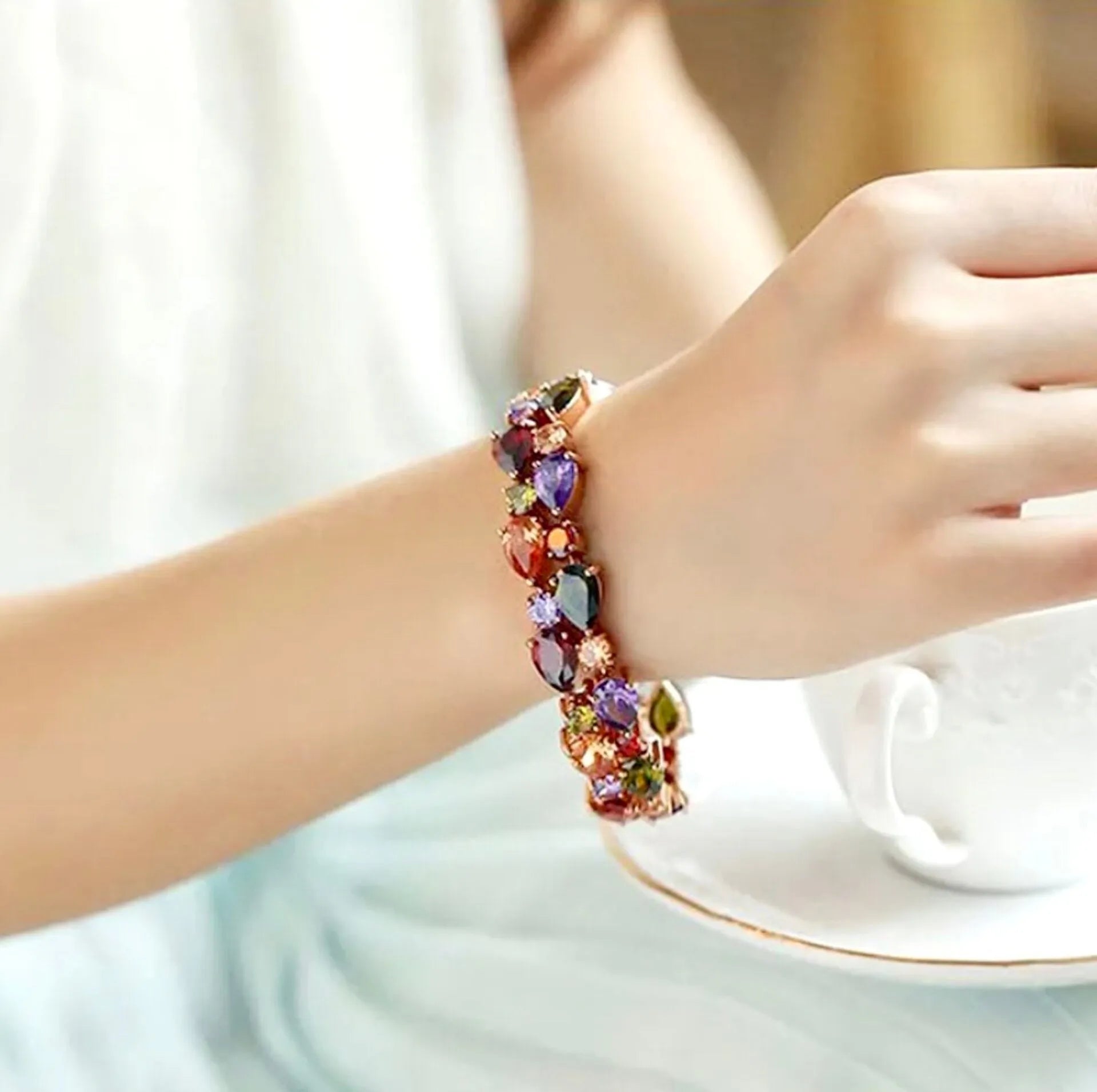 Zara Multicolor CZ Jewelry Set – Wedding Necklace, Bracelet