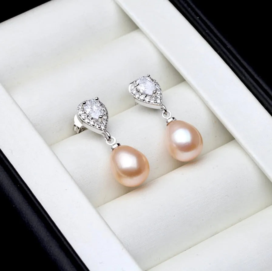 Pearl Wedding Jewelry - Sterling Silver Natural Pearl Bridal Earrings - More Colors