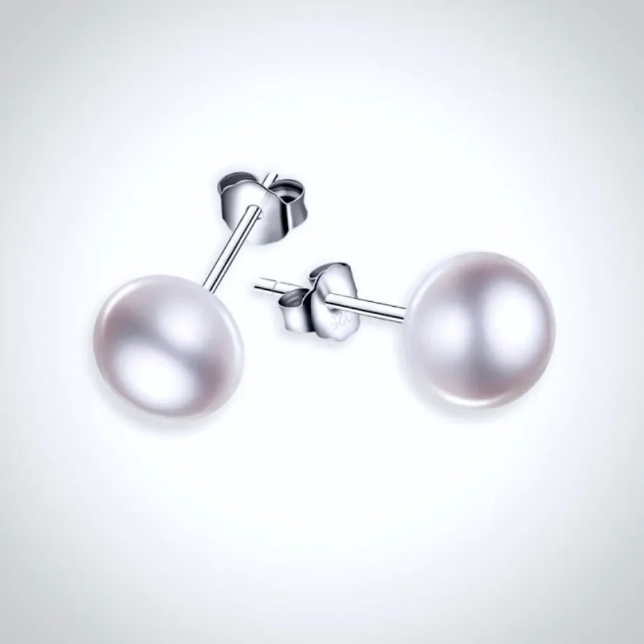 Pearl Wedding Jewelry - Freshwater Pearl and Sterling Silver Stud Earrings - More Colors
