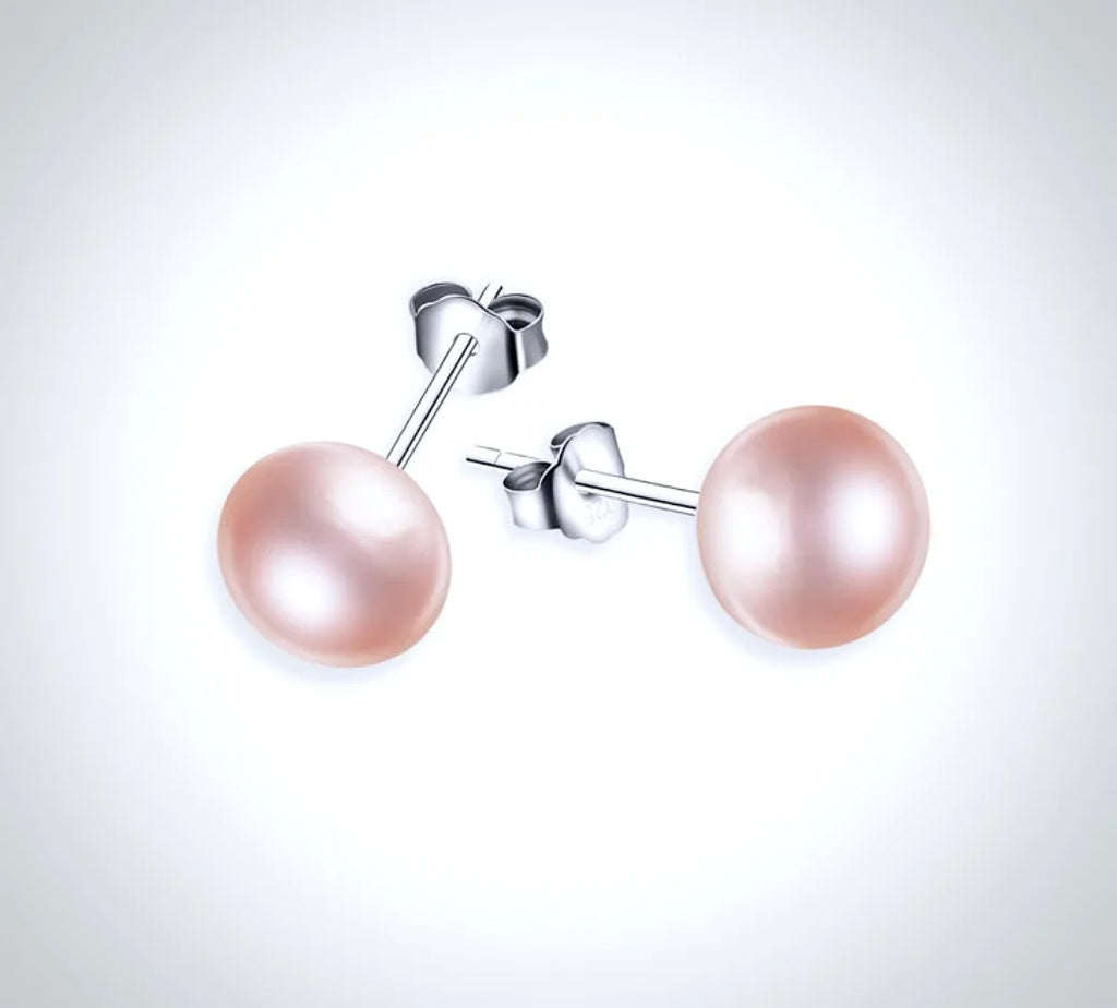 Pearl Wedding Jewelry - Freshwater Pearl and Sterling Silver Stud Earrings - More Colors