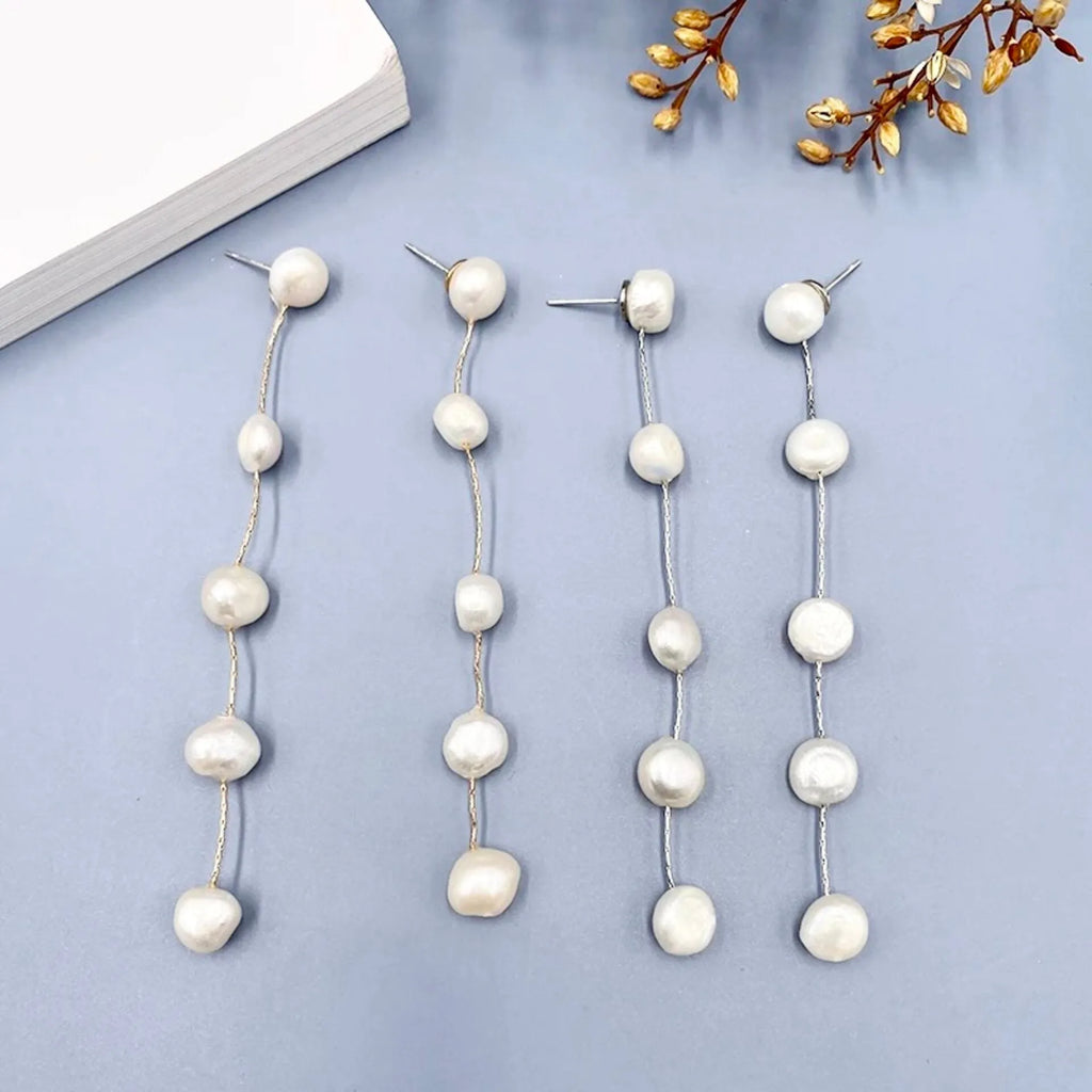 Pearl Wedding Jewelry - Natural Pearl Bridal Earrings - Available in Gold and Silver