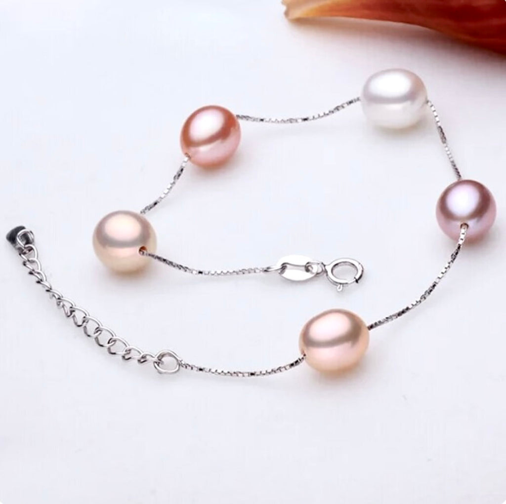 Wedding Pearl Jewelry - Sterling Silver and Natural Pearl Bridal Bracelet - More Colors Available