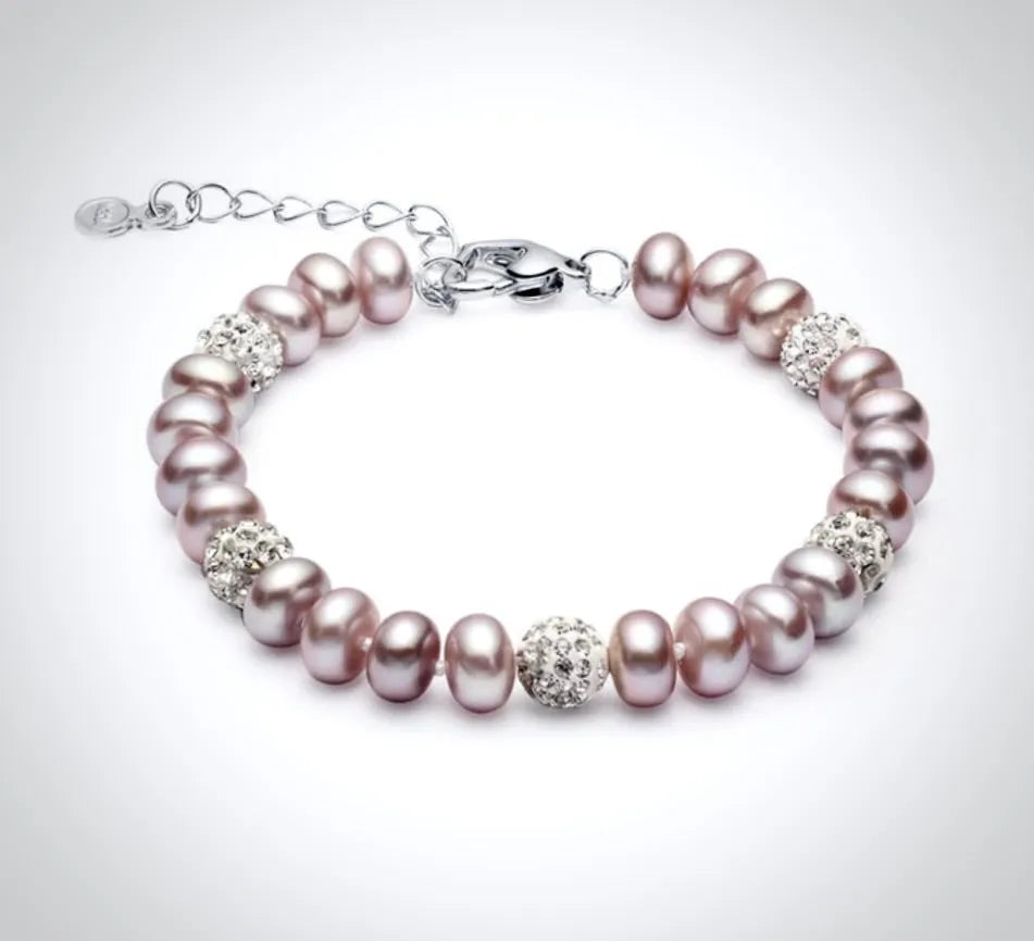 Wedding Jewelry - Natural Pearl 925 Sterling Silver Bridal Bracelet - More Colors