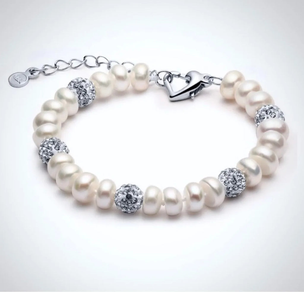Wedding Jewelry - Natural Pearl 925 Sterling Silver Bridal Bracelet - More Colors