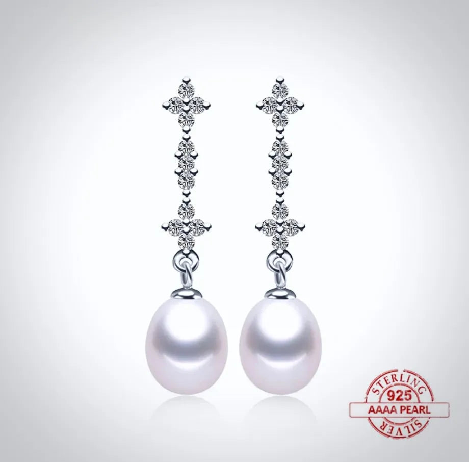 Wedding Pearl Jewelry - Freshwater Pearl Sterling Silver Bridal Earrings