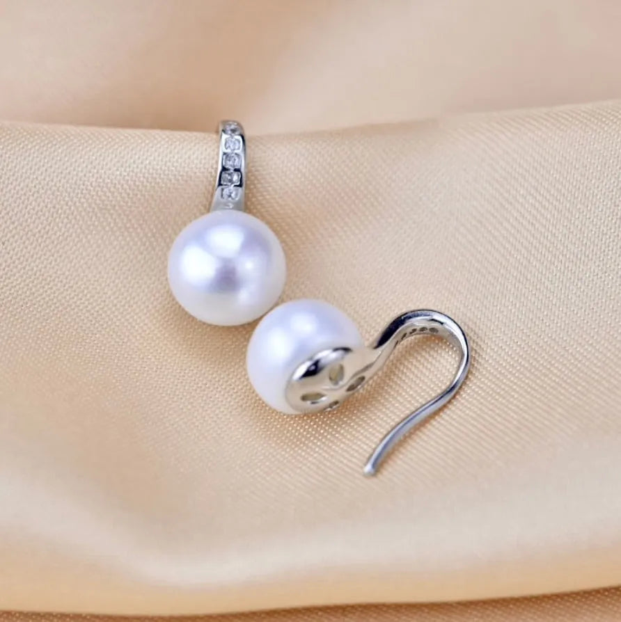 Wedding Pearl Jewelry - Freshwater Pearl Sterling Silver Bridal Earrings