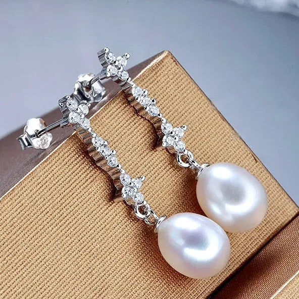 Wedding Pearl Jewelry - Freshwater Pearl Sterling Silver Bridal Earrings