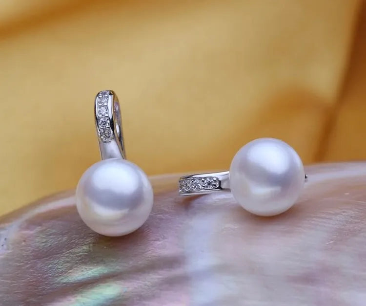 Wedding Pearl Jewelry - Freshwater Pearl Sterling Silver Bridal Earrings
