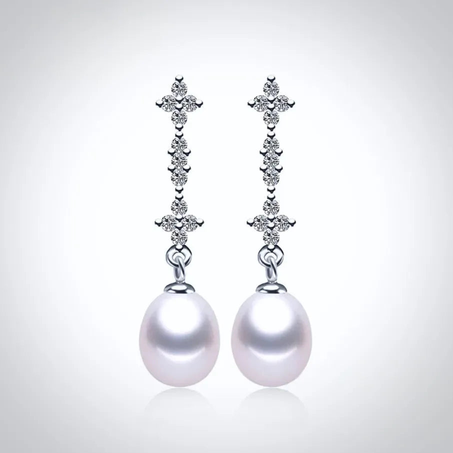 Wedding Pearl Jewelry - Freshwater Pearl Sterling Silver Bridal Earrings