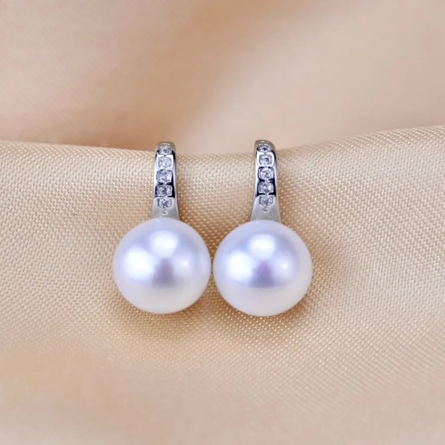 Wedding Pearl Jewelry - Freshwater Pearl Sterling Silver Bridal Earrings