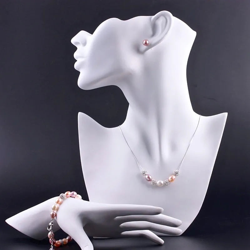 Pearl Wedding Jewelry - Sterling Silver and Natural Pearl 3-Piece Bridal Jewelry Set - More Colors