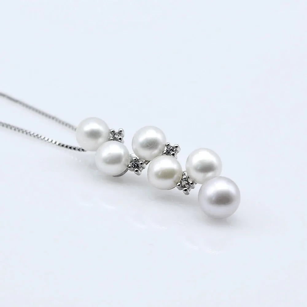 Pearl Wedding Jewelry - Freshwater Pearl and Sterling Silver Bridal Necklace
