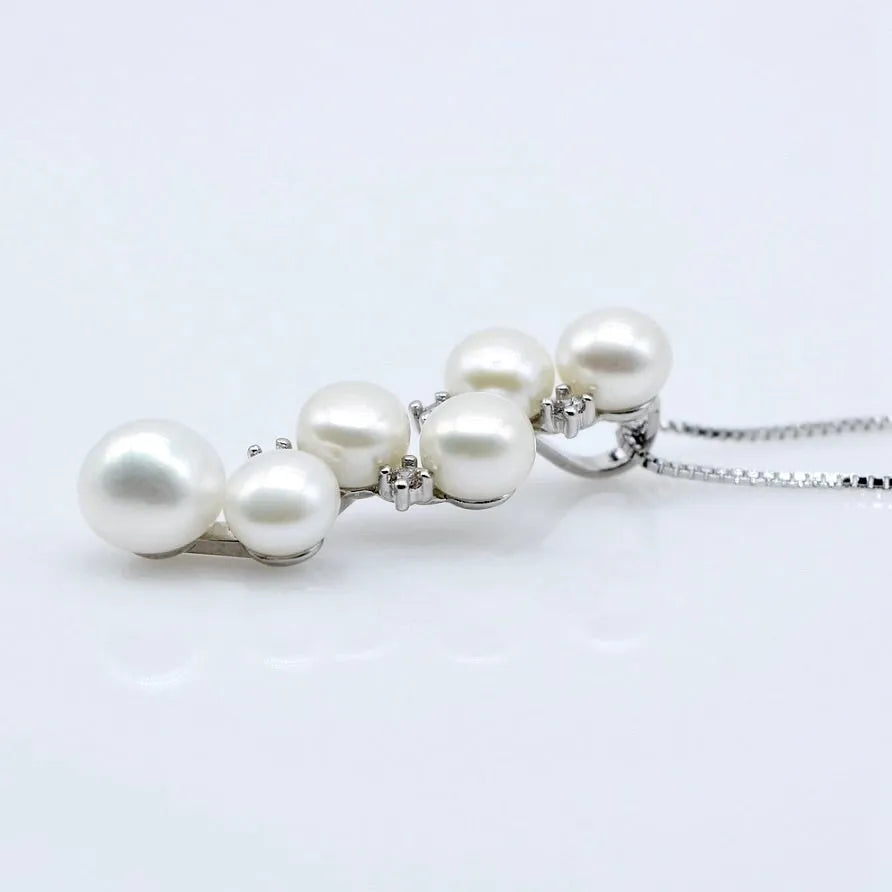 Pearl Wedding Jewelry - Freshwater Pearl and Sterling Silver Bridal Necklace