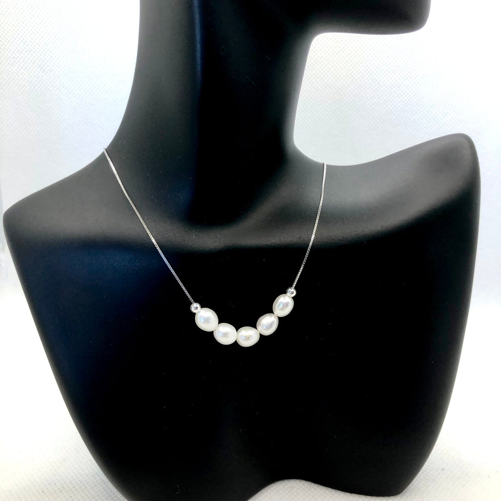 Wedding Jewelry - Natural Pearl 925 Sterling Silver Bridal Necklace