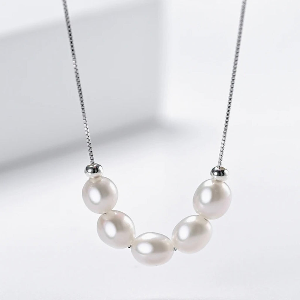 Wedding Jewelry - Natural Pearl 925 Sterling Silver Bridal Necklace