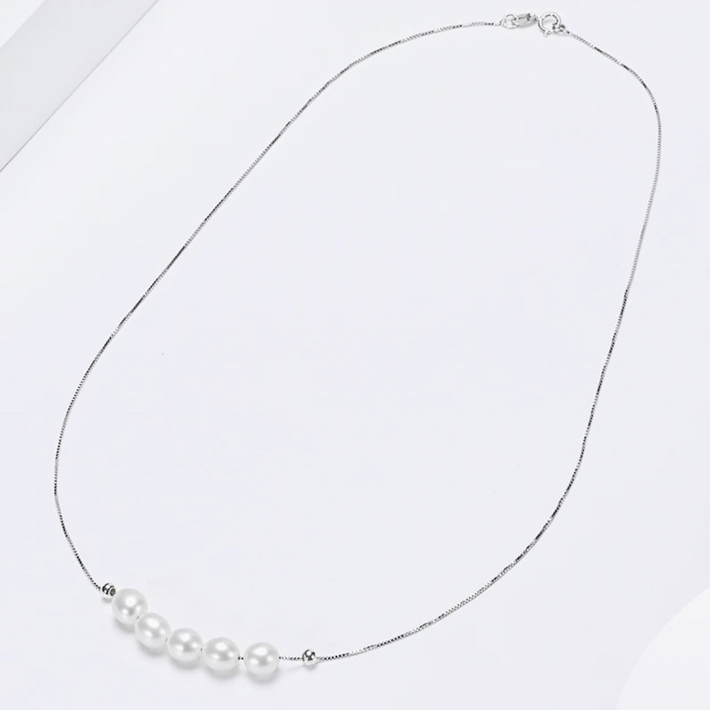 Wedding Jewelry - Natural Pearl 925 Sterling Silver Bridal Necklace