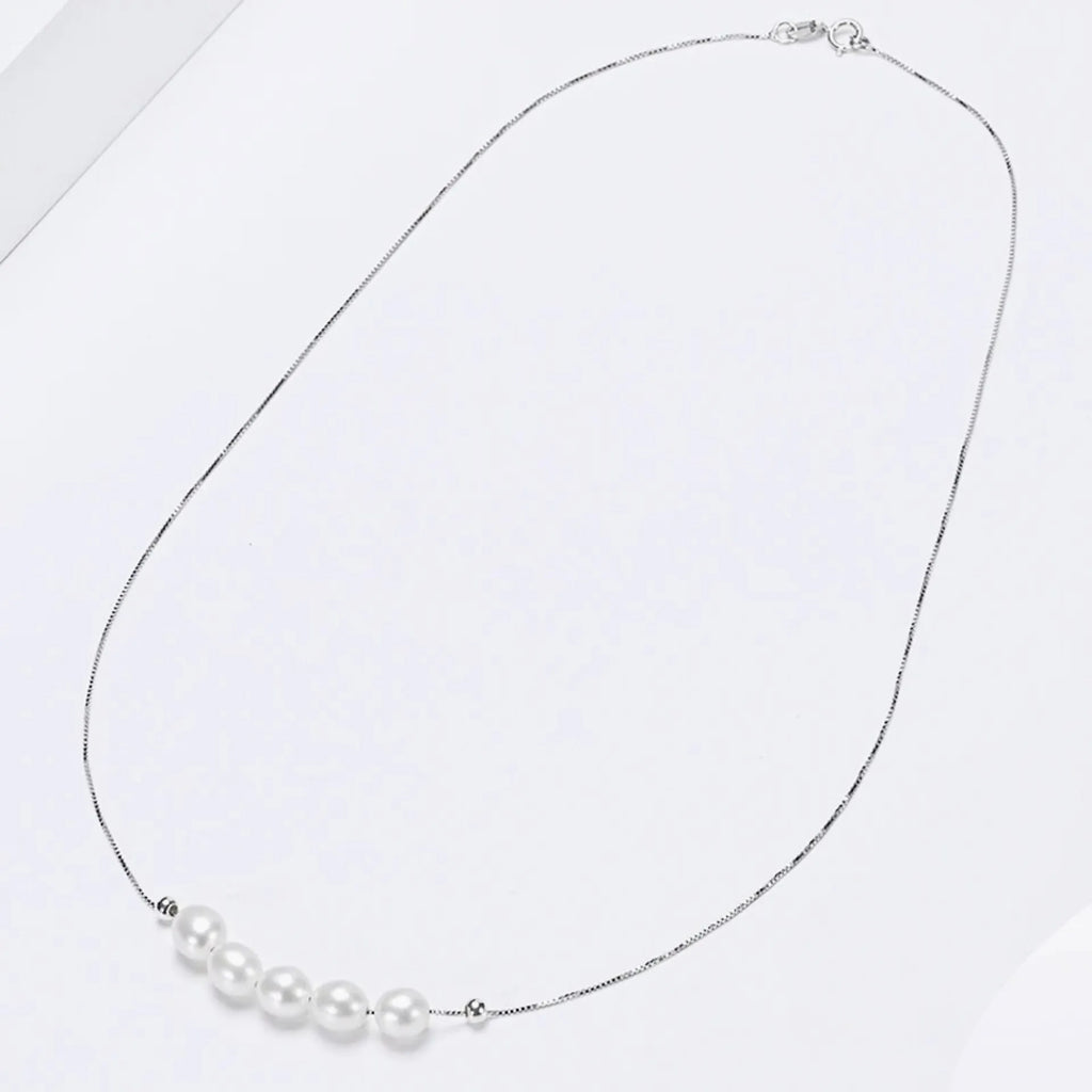 Wedding Jewelry - Natural Pearl 925 Sterling Silver Bridal Necklace