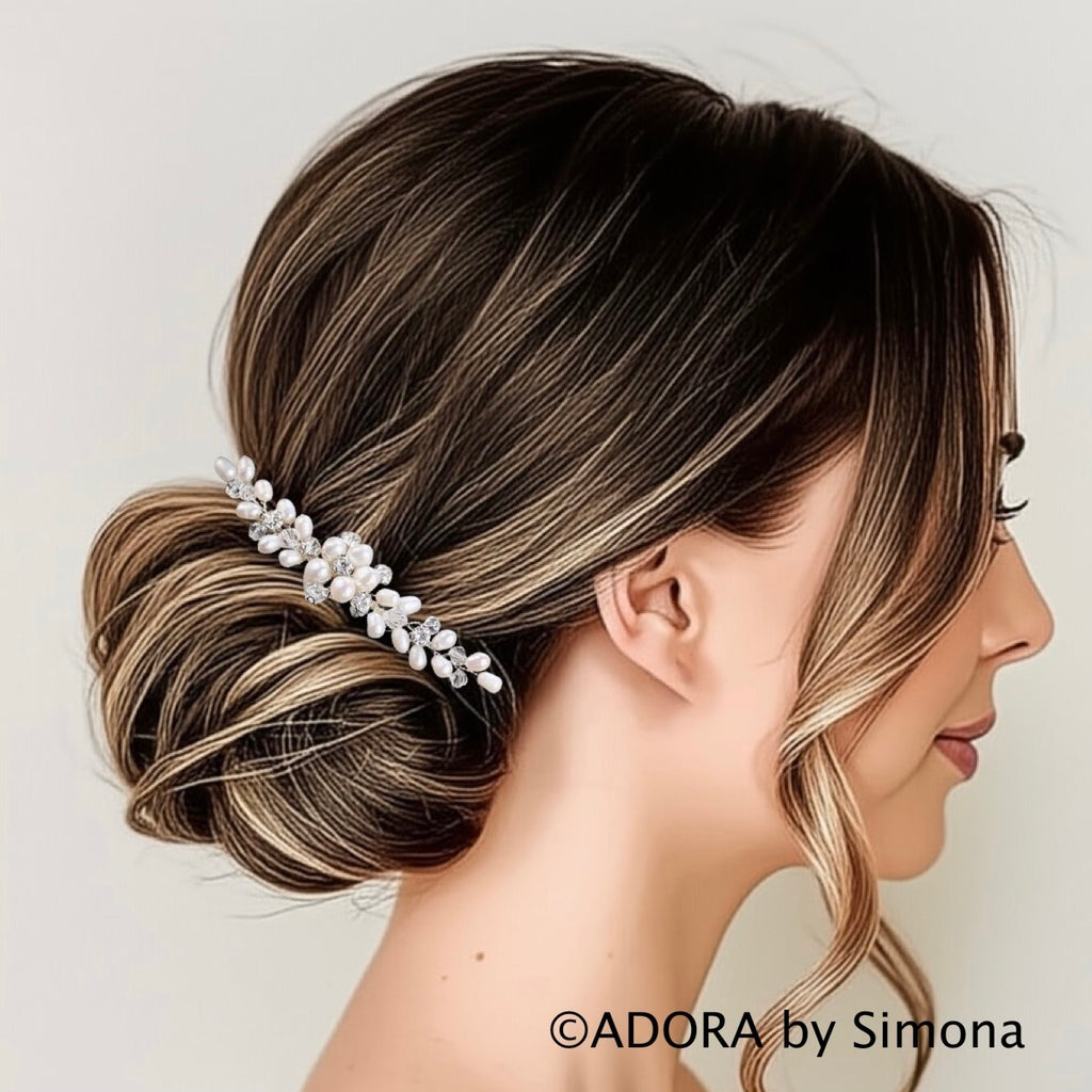 Wedding Hair Accessories - Freshwater Pearl and Crystal Bridal Hair Comb