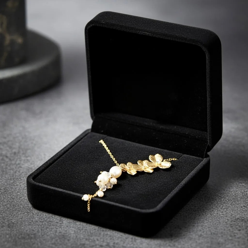 Pearl Bridal Jewelry - Cascading Pearl Bridal Necklace - Available in Gold and Silver