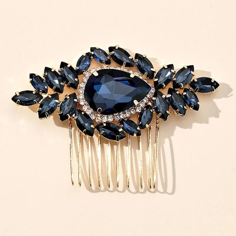 Wedding Hair Accessories - Navy Blue Crystal Bridal Hair Comb