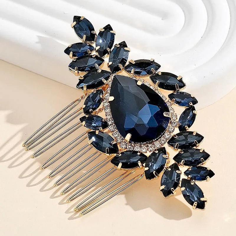 Wedding Hair Accessories - Navy Blue Crystal Bridal Hair Comb