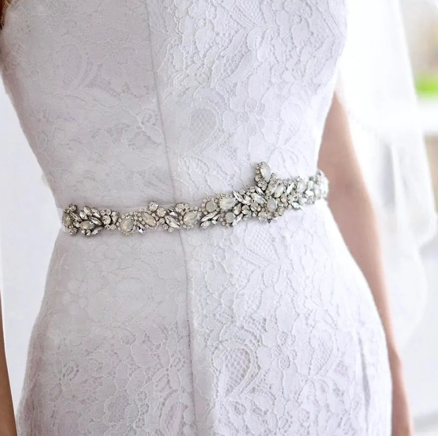 Swarovski rhinestone wedding dress belt sash Swarovski Opal and Pearl Bridal Belt Sash – Wedding Belt for  main image 3