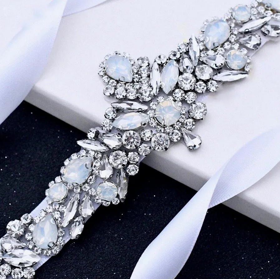 Wedding Accessories - Swarovski Opal Bridal Belt/Sash