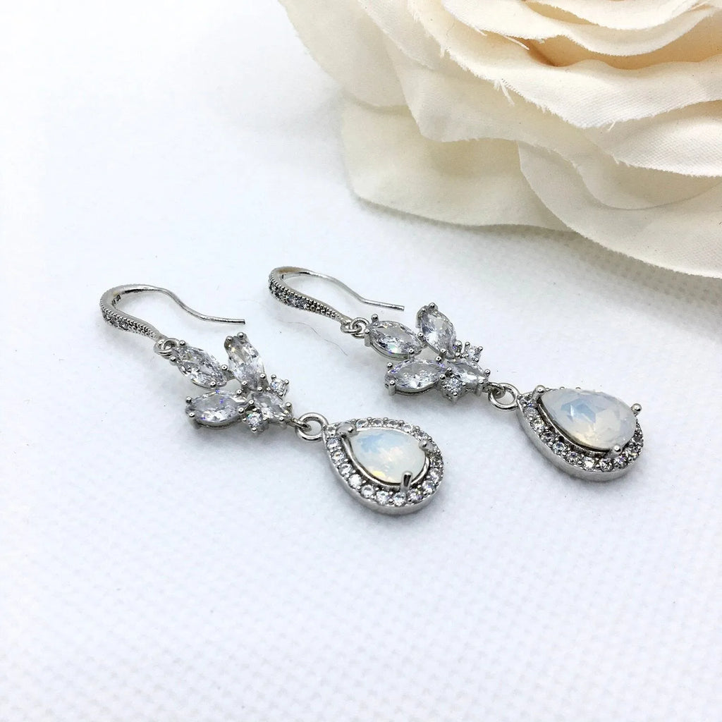 Pearl Wedding Jewelry - Opal Bridal Earrings