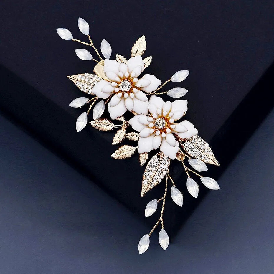 Wedding Hair Accessories - Opal Gold Bridal Hair Clip