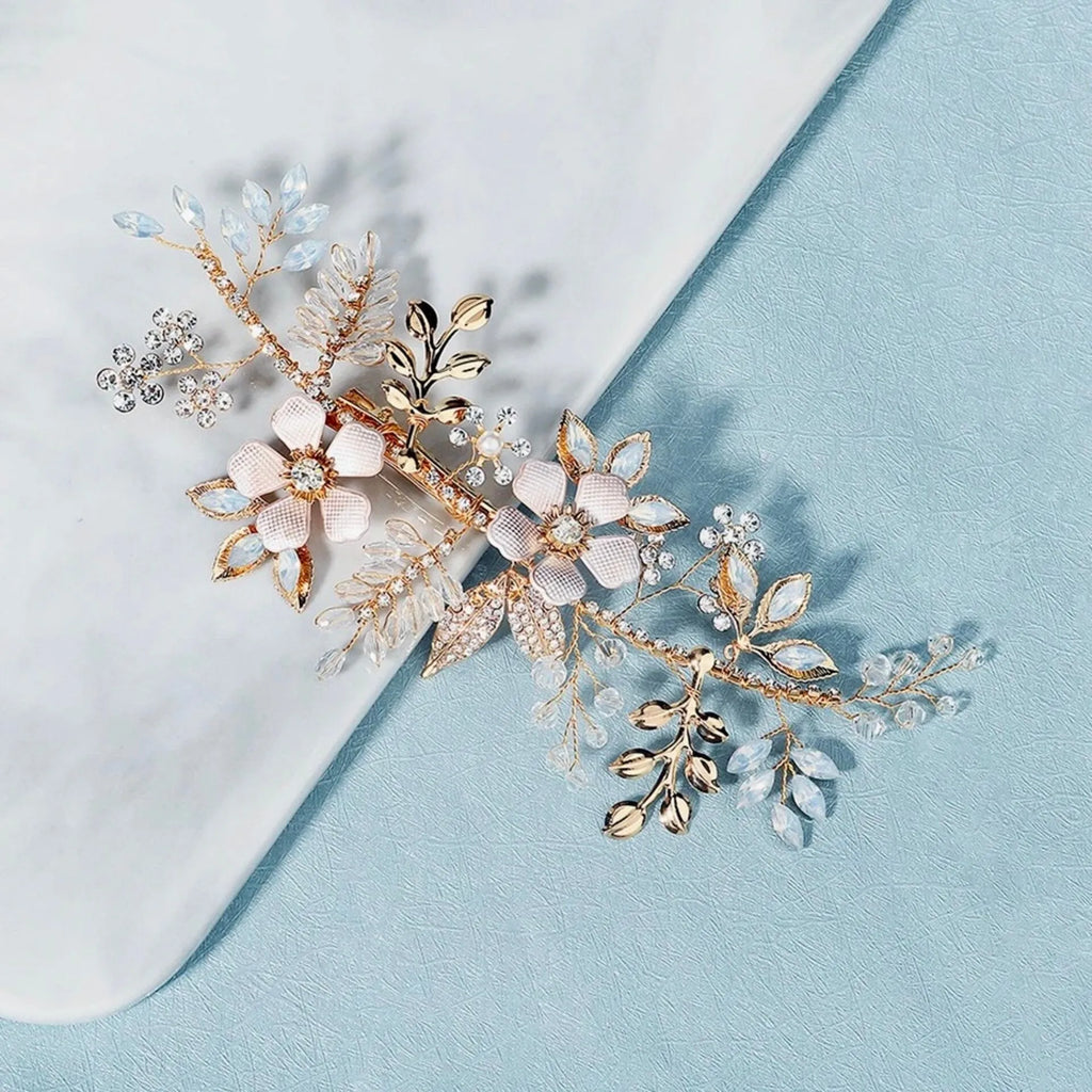 Wedding Hair Accessories - Gold Opal Bridal Hair Clip