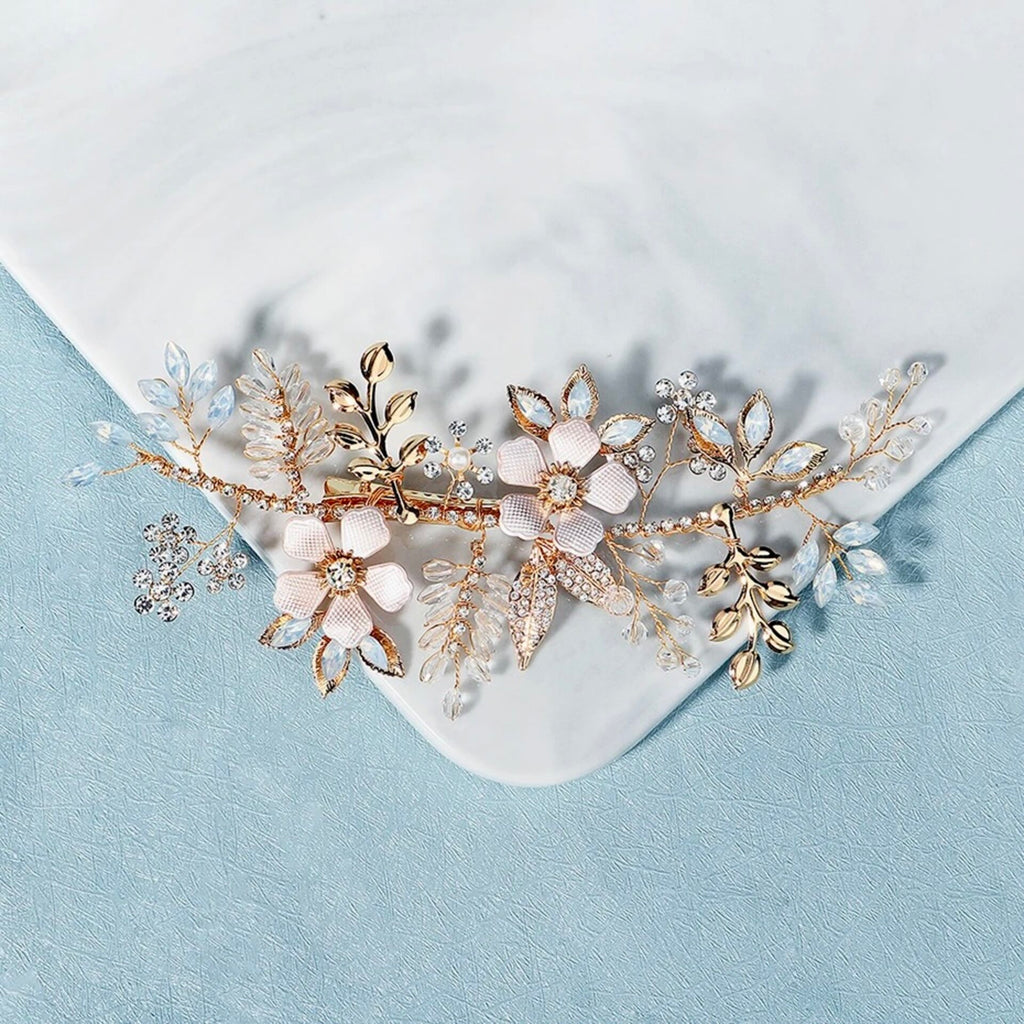 Wedding Hair Accessories - Gold Opal Bridal Hair Clip