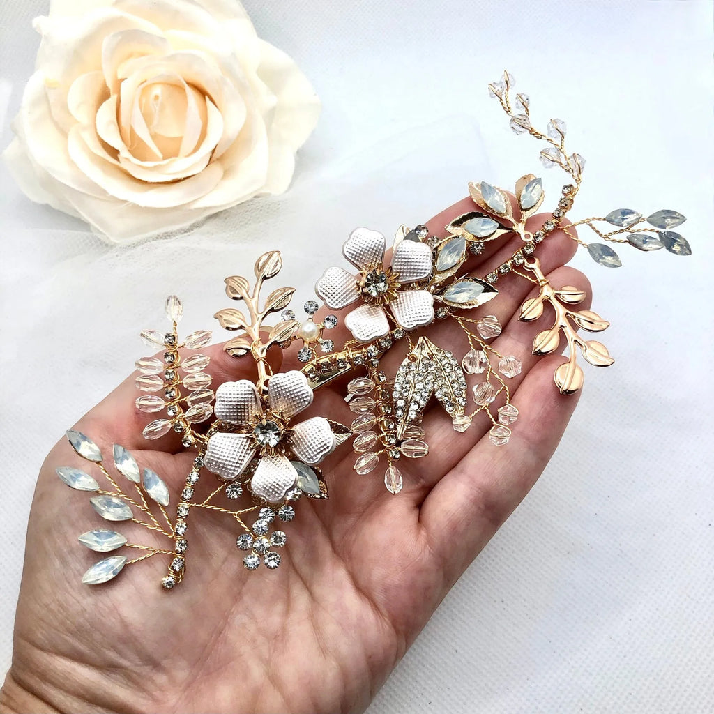 Wedding Hair Accessories - Gold Opal Bridal Hair Clip