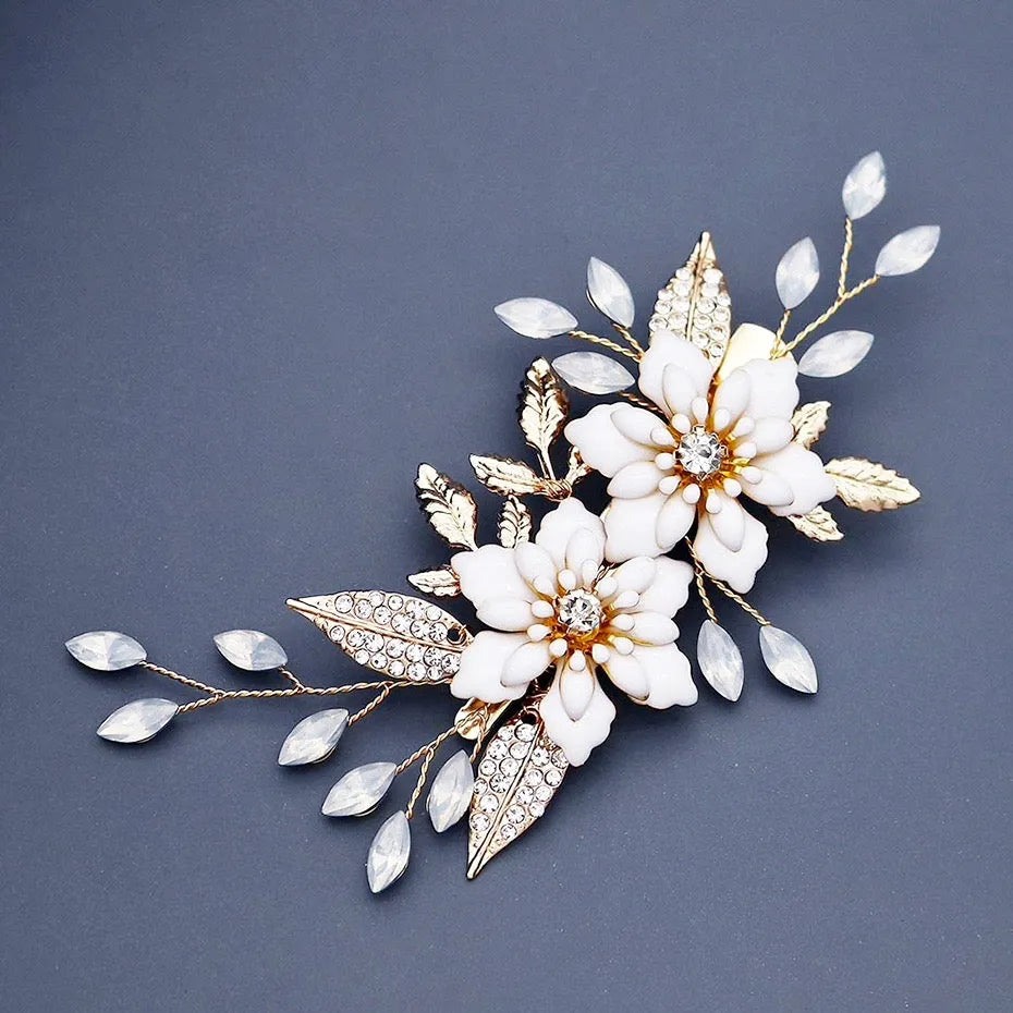 Wedding Hair Accessories - Opal Gold Bridal Hair Clip