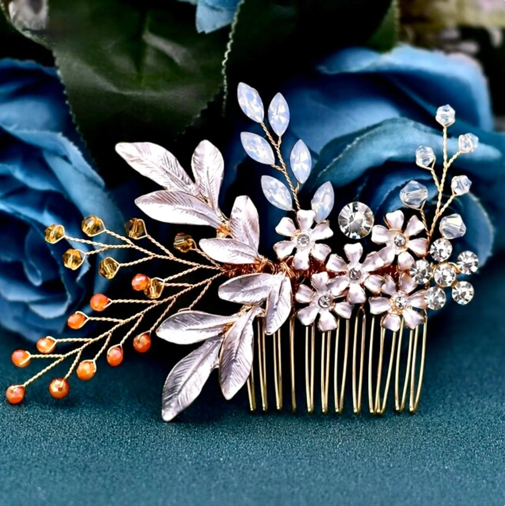 Wedding Hair Accessories - Bohemian Crystal Hair Comb - Available in Yellow Gold, Rose Gold and Silver