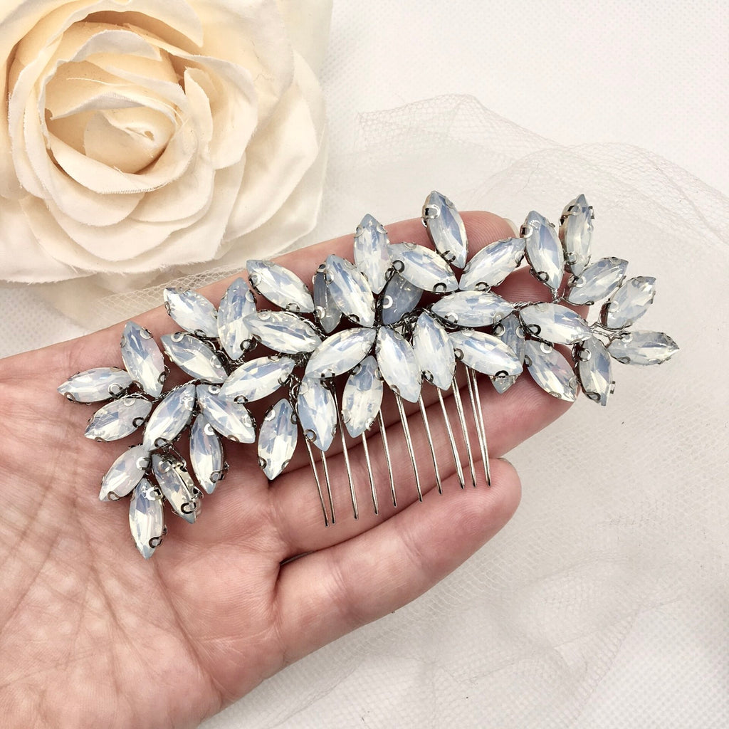 Wedding Hair Accessories - Opal  Bridal Hair Comb and Earrings Set